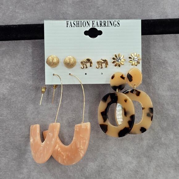 Pink Gold Stud Resin Hook Long Boho Dangle Fashion Jewelry Earrings NWT JB2-63 - Picture 1 of 3